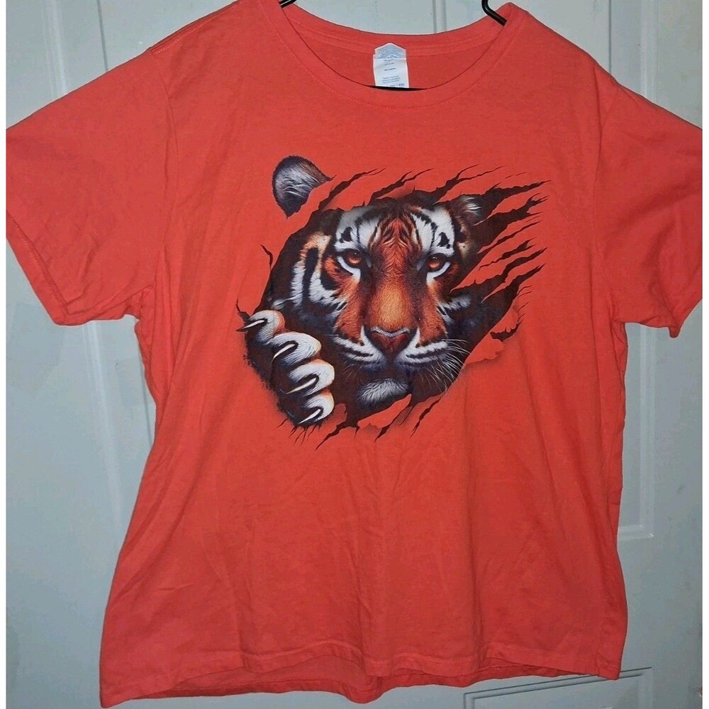 • Port & Company Fan Favorite Ring Spun Tiger T-Shirt Orange Ladies XXL